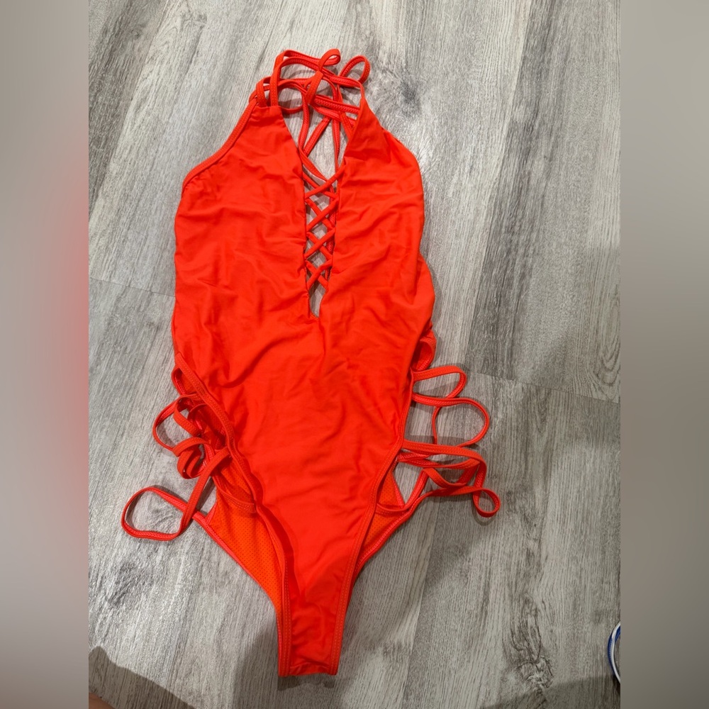 Strappy Red One-Piece Swimsuit